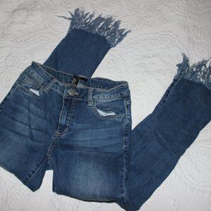 Forever21 Skinny Jean Crop Frayed Hem Sz Small